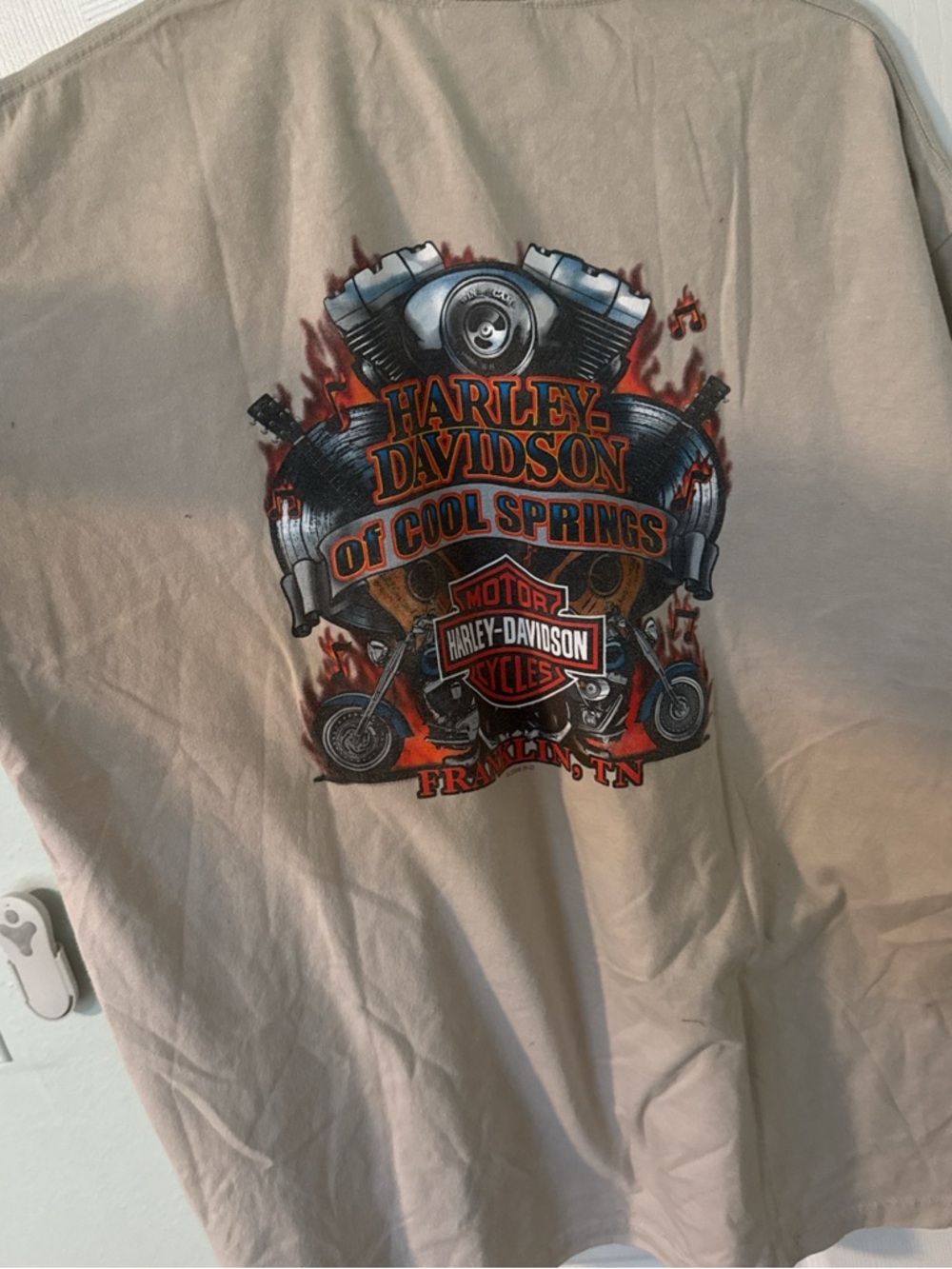 Harley-Davidson Beige Tee with Orange and Black Logo